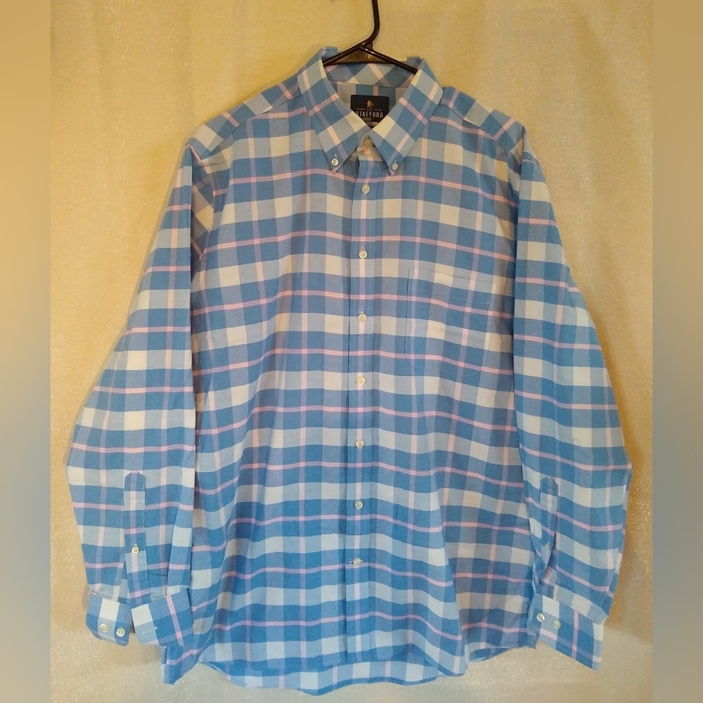 Stafford Shirt, Size:34-35, Blue, white, pink